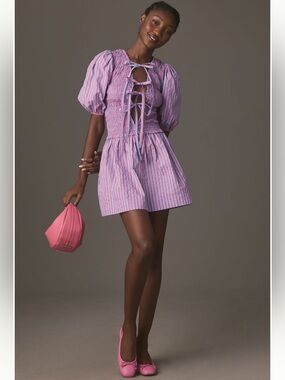 Damson Madder Bluebelle Shirred Mini Dress